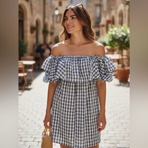 Misa Los Angeles Blue and White Gingham Mini Dress